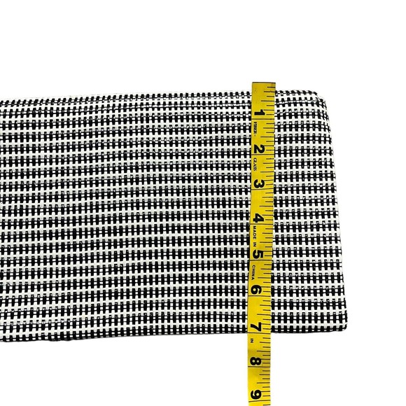 Stella & Dot Black White Crosshatch Woven Clutch 11" x 7" Magnetic Closure Purse - Picture 4 of 8